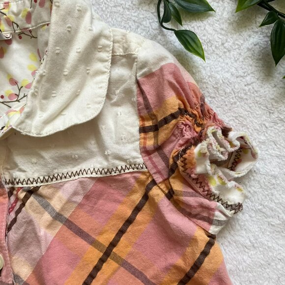 Old Navy 3T Toddler Button-Up Shirt | Pink & Orange Plaid Floral | GUC - Picture 9 of 16